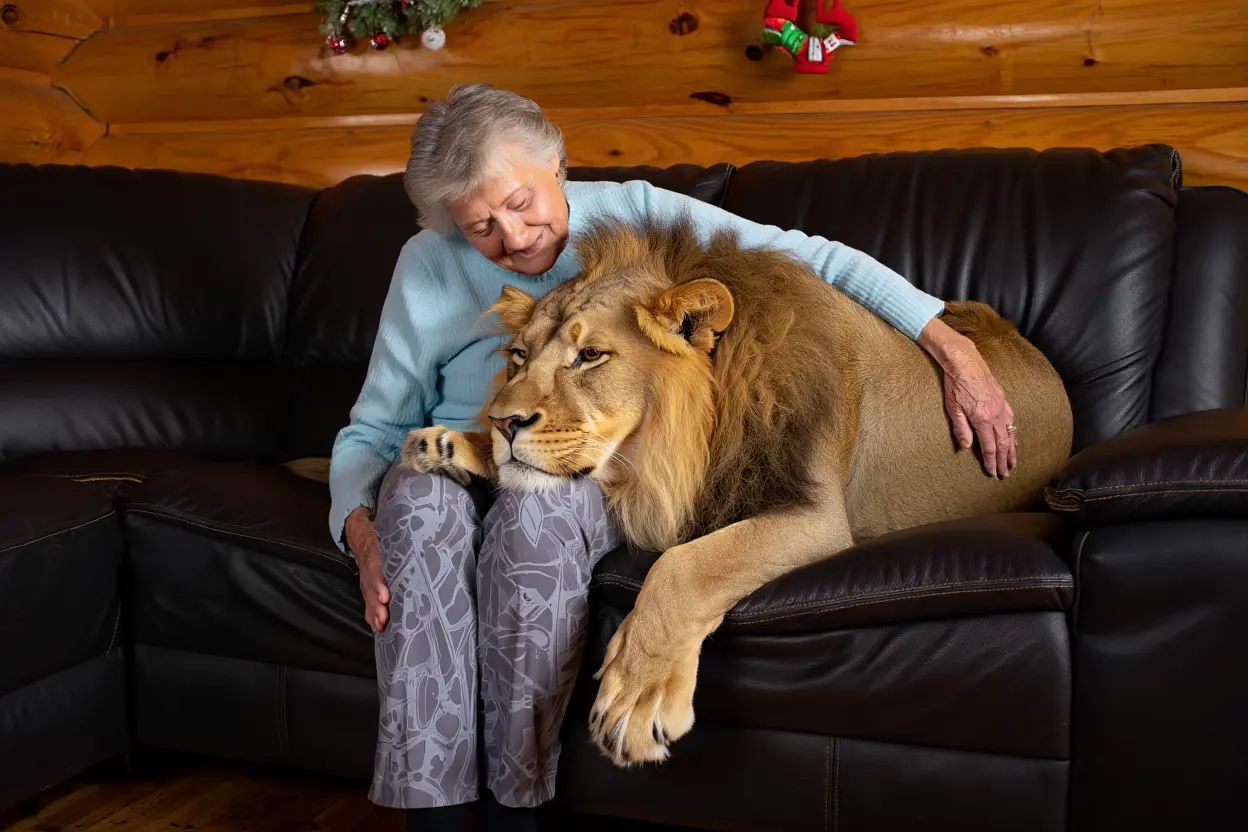 This elderly lady lives with a pet lion